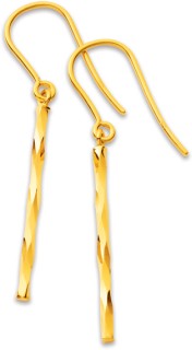 9ct-Diamond-Cut-Twist-Bar-Hook-Drop-Earrings on sale