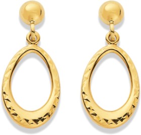 9ct-Oval-Drop-Stud-Earrings on sale