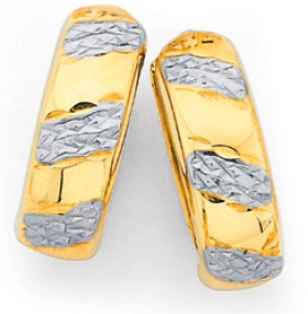 9ct-Two-tone-Diamond-Cut-Huggie-Earrings on sale