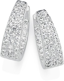 Sterling-Silver-Tapered-Cubic-Zirconia-Hoops on sale