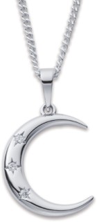 Sterling-Silver-Cubic-Zirconia-Crescent-Moon-Pendant on sale