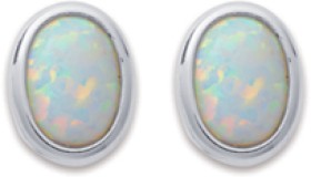 Sterling-Silver-Created-Opal-Oval-Shaped-Studs on sale