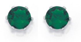 Sterling-Silver-Green-Round-6-Claw-Stud-Earrings on sale