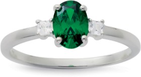 Sterling-Silver-Green-Cubic-Zirconia-Cluster-Ring on sale