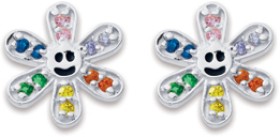 Sterling-Silver-Cubic-Zirconia-Smiling-Flower-Studs on sale