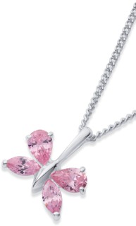 Sterling-Silver-Pink-Cubic-Zirconia-Butterfly-Pendant on sale