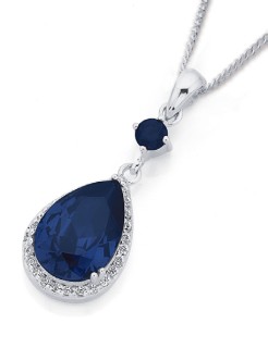Sterling-Silver-Tanzanite-Cubic-Zirconia-Pear-Shaped-Pendant on sale