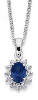Sterling-Silver-Blue-Created-Sapphire-Cubic-Zirconia-Pendant on sale