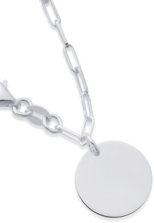 Sterling-Silver-17cm3cm-Paperclip-Bracelet-with-Disc on sale