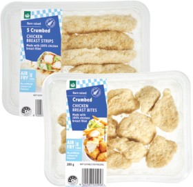 Woolworths-Crumbed-Chicken-Breast-Strips-5-Pack-or-Bites-280g on sale