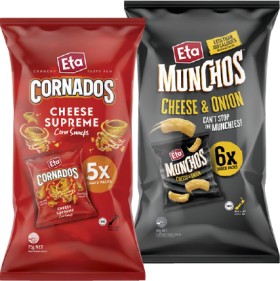 Eta-Munchos-Cornados-Cheese-Supreme-Kettle-Chip-Honey-Soy-Chicken-NCC-Vege-Straws-5-6-Pack on sale