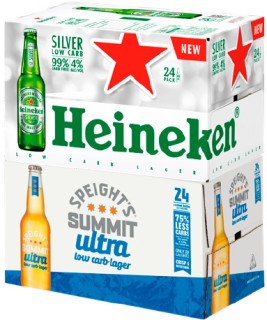 Heineken-Silver-Low-Carb-or-Speights-Summit-Ultra-Low-Carb-24-x-330ml-Bottles on sale