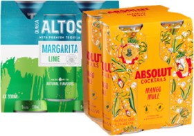 Altos-Margarita-Lime-or-Watermelon-4-x-330ml-Cans-or-Absolut-Vodka-Mango-Mule-Berry-Vodkatini-or-Passion-Fruit-Martini-4-x-250ml-Cans on sale