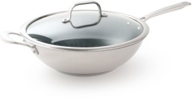 Stevens-Titan-Stainless-Steel-Non-Stick-Wok-with-Lid-30cm on sale