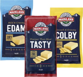 Mainland-Mild-Colby-Edam-1kg-or-Tasty-Cheese-700g-Block on sale