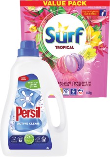 Persil-Laundry-Liquid-2L-or-Persil-Laundry-Capsules-28-Pack-or-Surf-Laundry-Capsules-50-Pack on sale