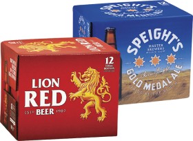 Lion-Red-Speights-Gold-Medal-Ale-or-Waikato-Draught-Bottles-12-Pack on sale