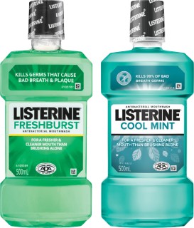 Listerine-Fresh-Burst-or-Cool-Mint-500ml on sale