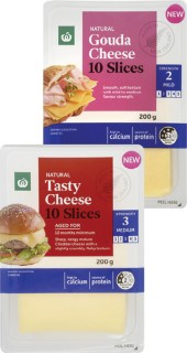 Woolworths-Natural-Cheese-Slices-200g on sale