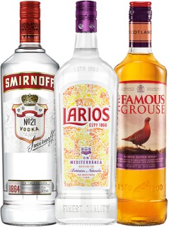 Smirnoff-Red-Vodka-1L-Larios-Mediterranean-Dry-Gin-1L-or-the-Famous-Grouse-Scotch-Whisky-1L on sale