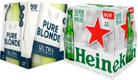 Pure-Blonde-12-x-355ml-Bottles-or-Heineken-Silver-Low-Carb-12-x-330ml-Bottles on sale