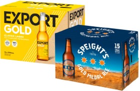 Export-Gold-DB-Draught-Tui-Speights-Gold-Medal-Waikato-Draught-or-Lion-Red-15-x-330ml-Bottles on sale