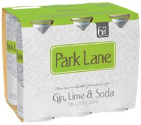 Park-lane-Gin-Lime-Soda-or-Gin-Tonic-7-6-x-250ml-Cans on sale