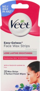 Veet-Gelwax-Strips-Face-Precision-4-Perfect-Finish-Wipes-20pk on sale