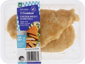 Woolworths-Crumbed-Chicken-Schnitzels-2-Pack-or-Nibbles-320g on sale
