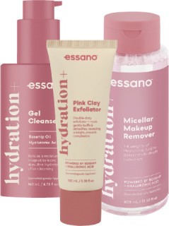 Essano-Hydration-Gel-Cleaner-140ml-Exfoliator-100ml-or-Micellar-Water-400ml on sale
