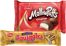 Griffins-Toffee-Pops-Squiggles-or-MallowPuffs-180-215g on sale
