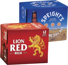Lion-Red-Speights-Gold-Medal-Ale-or-Waikato-Draught-Bottles-12-Pack on sale