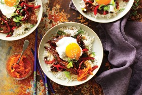 Korean-BBQ-Beef-with-Kimchi-and-Fried-Egg on sale