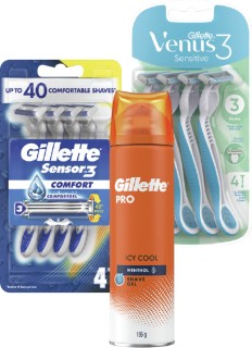 Gillette-Icy-Cool-195g-Venus-Pure-174g-Sensor-3-or-Venus-3-Sensitive-4-Pack on sale